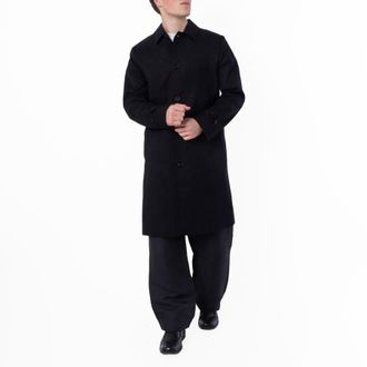 Burberry Mens Black Single Breasted Medium Car Coat, Brand Size 56 ( US Size 46 )