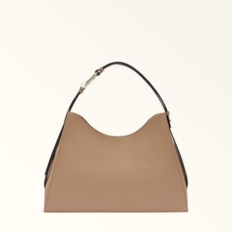 Furla Nuvola Shoulder Bag L Toffee Grained Calf Leather Woman