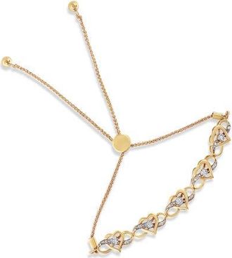 House of Brilliance 14K Yellow Gold Plated Silver 1/10 Cttw Diamond Infinity Heart Shaped Bolo Bracelet at Nordstrom