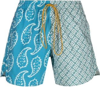 Rhude graphic-print drawstring swim shorts - men - Nylon/Polyester/Spandex/Elastane - S - Green