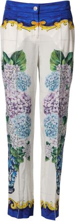 Dolce & Gabbana Multicolor Floral Pattern Straight Leg Womens Pants