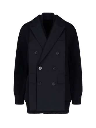 sacai Cardigan In Flanella Di Lana