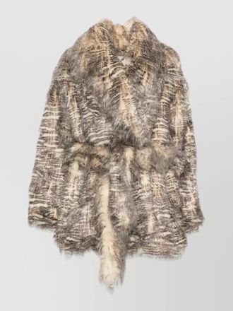 Entire studios juno belted long hooded faux fur coat