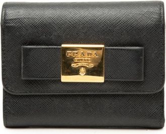 Prada Black Leather Wallet (Tri-Fold) (Pre-Owned)