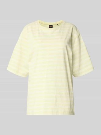 Boss Orange by Hugo Boss BOSS Orange Oversized T-Shirt aus reiner Baumwolle Modell C_EREGULAR_STRIPE in Hellgelb, Gr&ouml;&szlig;e XL