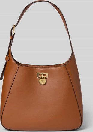 Lauren Ralph Lauren Lederhandtasche mit Label-Applikation Modell TANNER in Cognac, Größe 1