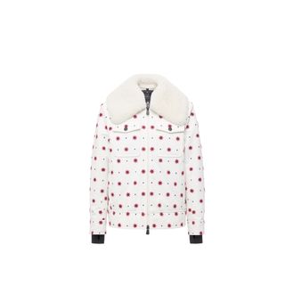 Moncler Moncler Larient Geometric Pattern Down Shirt Jacket, Women, White, Size: 0