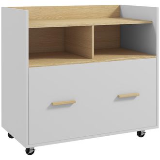 Vinsetto Vinsetto - Cajonera De Oficina Armario Archivador Con Ruedas Caj&oacute;n Barras Colgantes Para Tama&ntilde;o A4 Y 2 Compartimientos De Almacenaje 76x40x75,5 Cm