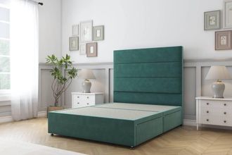 Sloomy Texas Plush Divan Bed Base 2 Drawers Same Side - 54 Headboard in Emerald | Size: Double