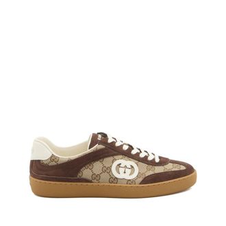 Gucci Logo-plaque Leather-panel Sneakers