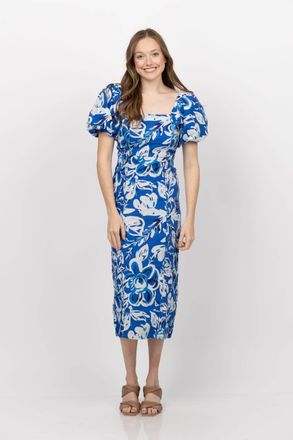 Cleobella Zora Midi Dress In Azure Print Blue