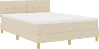 vidaXL Box Spring Bed with Mattress Cream 140 x 190 cm Fabric vidaXL