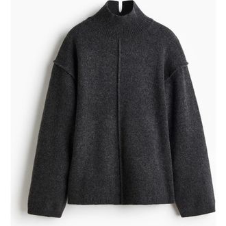 H&M Seam-detail Turtleneck Jumper in Dark Gray Melange at Nordstrom, Size Xx-Large