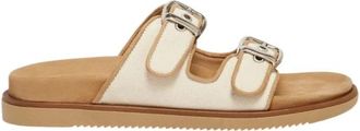 Marella Beige Sandalen met Dubbele Band - Dames - Sandalen - Beige - 36 EU - Katoen - Schoenen