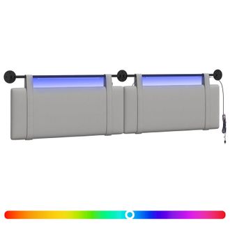 vidaXL Cabecero Colgante Con Luz Led Gris Nube Tela Vidaxl