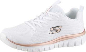 Skechers Sneaker SKECHERS Graceful - Get Connected, Damen, Gr. 35, rosa (wei&szlig;, ros&eacute;goldfarben), Textil, Schuhe Sneaker, Freizeitschuh, Halbschuh, Schn&uuml;rschuh f