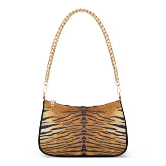 Alaza Animal Tiger Skin Print Shoulder Handbags for Women Travel Hobo Tote Handbag Women Gold Chain Shoulder Bags Purse with Zipper Closure, Multicolor, 7.1