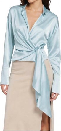 Mother of All Gisele Satin Wrap Top In Light Blue
