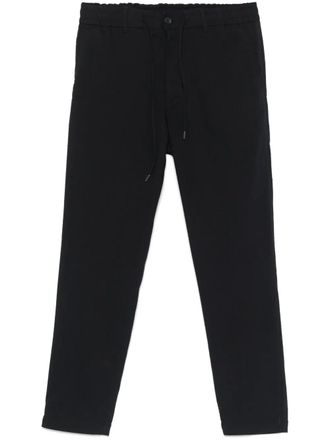 BOSS logo-embroidered trousers - men - Viscose/Polyester/Linen/Flax/Elastane/Polyester/Cotton - 58 - Black