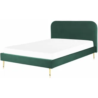 Beliani Beliani - Letto matrimoniale velluto verde smeraldo piedi oro minimalista 160 x 200 cm Flayat