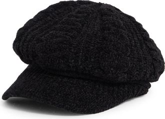 Nine West Chenille Slouchy Cable Knit Cap in Black at Nordstrom Rack