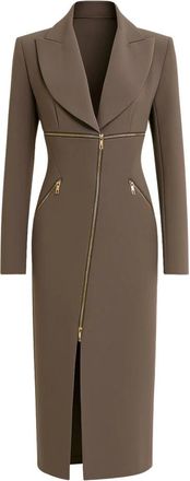 BABYLON Kleedjes, Dames, Grijs, S, Grijze Elegante Gestreepte Jurk