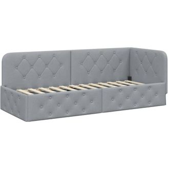 vidaXL Corner Bed Frame with Headboard Light Grey 80 x 200 cm Fabric vidaXL
