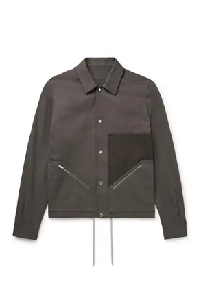 Rick Owens Felt and Rubber-Trimmed Cotton-Drill Overshirt