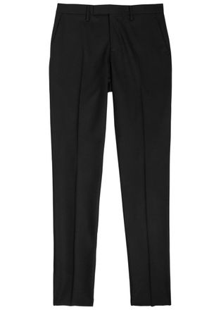 Lardini Tapered-leg Stretch-wool Trousers - Black - 48 (W32 / M)
