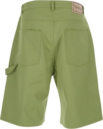 Dr&ocirc;le de Monsieur Mens Bermuda Shorts Green Stretch Cotton