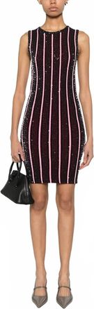 Missoni Sequined Ribbed Dress In Red Multi