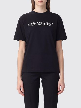 Off-white Slim Fit Cotton T-Shirt with Logo Print and Dropped Shoulders