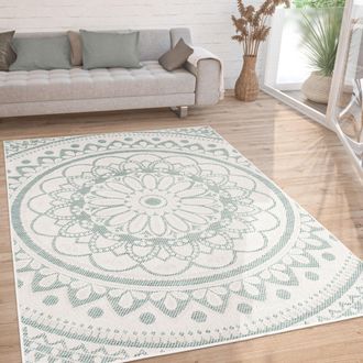 Paco Home Paco Home - Alfombra Salon De Habitacion Cocina Exterior Terraza Jardin Oriental Marroqui Turquesa, 120x160 Cm