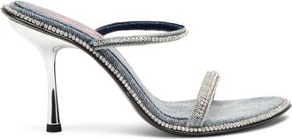 Diesel Heeled Mules, female, Blue, 3 UK, Crystal Embellished Denim Sandals