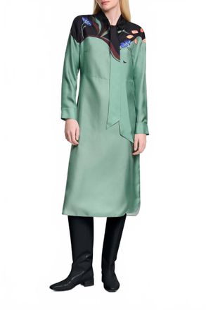 Dorothee Schumacher Seductive Bloom Midi Dress In Autumn Green