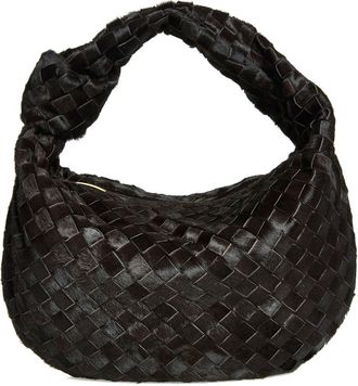 Bottega Veneta Jodie Intrecciato Genuine Calf Hair Hobo in 2004 Dark Bison-Gold at Nordstrom