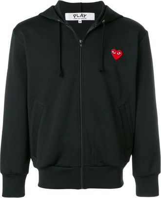Comme Des Gar&ccedil;ons Zwarte Heart Patch Zip-Up Hoodie - Heren - Vesten met rits - Zwart - XL - Hoodies & sweatvesten