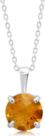 MAX + STONE 14k Yellow or White Gold 8mm Gemstone Round Pendant Necklace with 18 Inch Chain