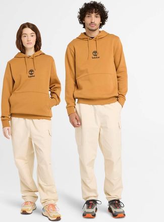 Timberland Felpa con cappuccio color grano con logo stampato-Marrone