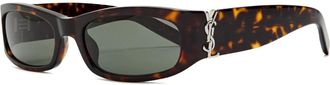 Saint Laurent Eyewear Zonnebril met rechthoekig montuur en monogram - Bruin