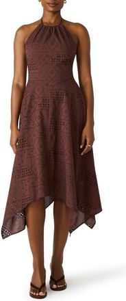 Steve Madden Dalina Eyelet Embroidery Halter Dress in Walnut at Nordstrom, Size Xx-Large