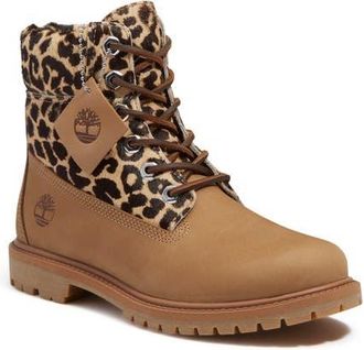 Timberland Premium Genuine Calf Hair 6-Inch Waterproof Boot in Medium Beige Nubuck at Nordstrom, Size 7.5