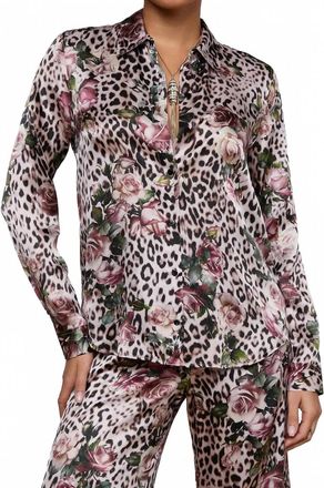 L'agence Tyler Silk Blouse In Rose Cheetah