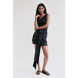 H&M Cowl-neck Satin Dress in Black at Nordstrom, Size X-Small
