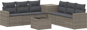 vidaXL Juego De Sof&aacute; 8 Uds. Gris Y Gris Oscuro Rat&aacute;n Sint&eacute;tico Y Acero Vidaxl