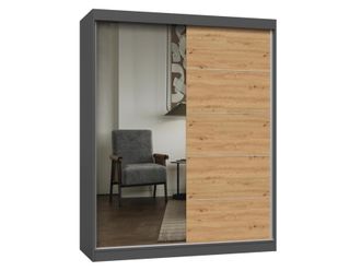 Topeshop Iga 160 A/c - Armario Con 2 Puertas Correderas - 1 Espejo - L. 160 Cm - Antracita Artisan