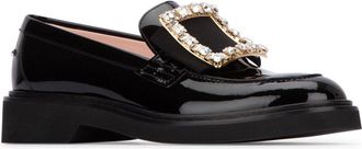 Roger Vivier Womens Viv Rangers Strass Buc Loafer 25 B999 Calfskin Pal Scarpe Con Tacco High Heel Shoes