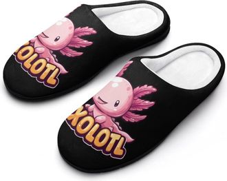 Generic Cute Axolotl Slippers Men Winter Warm Cotton Anti-Slip Indoor Slip-Ons House Shoes