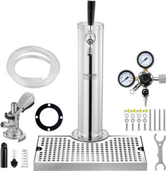 OEM Kegerator-turm-kit, Einzelzapfhahn-bierumr&uuml;stsatz, Edelstahl-fass-bierturm-zapfanlage Mit Doppelmessger&auml;t W21.8-regler Und A-system-fasskupplung, Bier