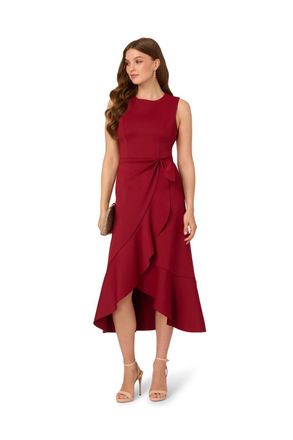 Adrianna Papell Womens Sleeveless Scuba Midi Dress - Red - Size 18 UK